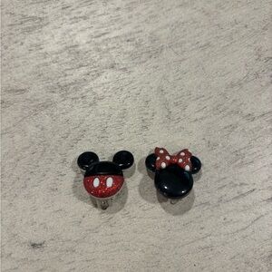 Mickey and Minnie Glitter Clip On Earrings
